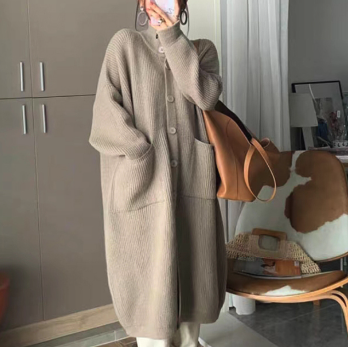 여성 니트롱코트 루즈핏 가디건형 간절기아우터 - 상품 이미지