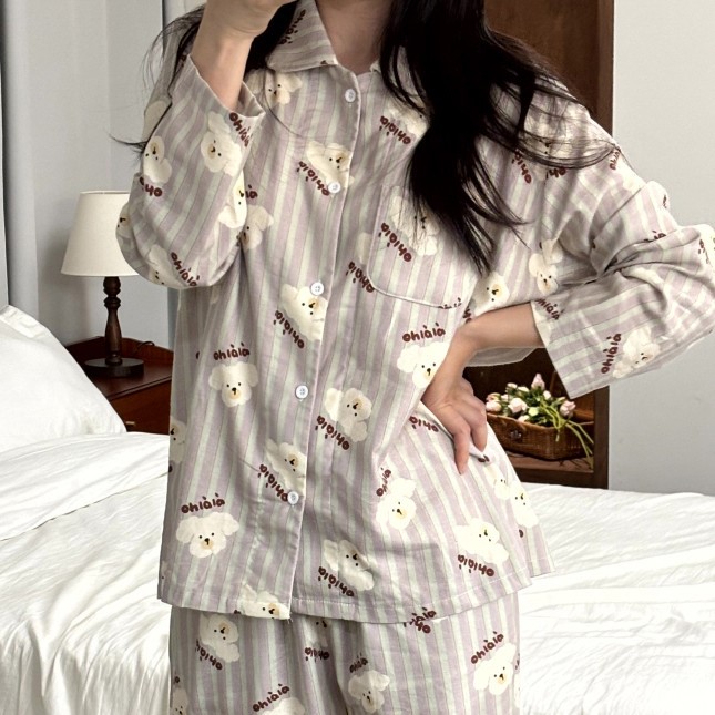 캡내장잠옷 누빔 쓰리피스 면 파자마파티 토마토 귀여운 홈웨어 - 상세 이미지 2