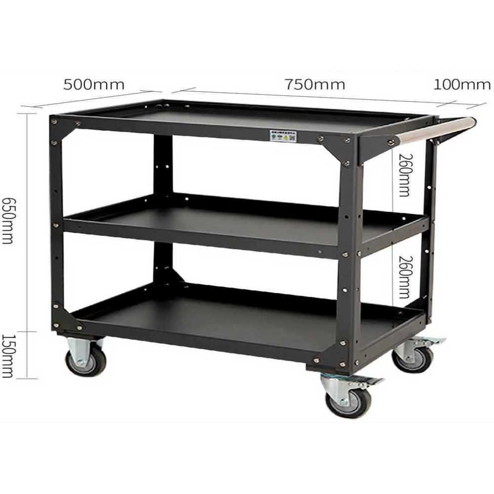 공구카트 3단 구조 튼튼한 철제 이동식 작업용 대차 700x420x800mm (블루) - 상세 이미지 5