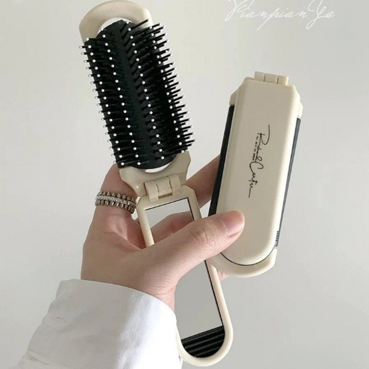휴대용 공주 거울 빗 슬라이딩 거울빗 헤어빗 헤어브러쉬 - 상품 이미지