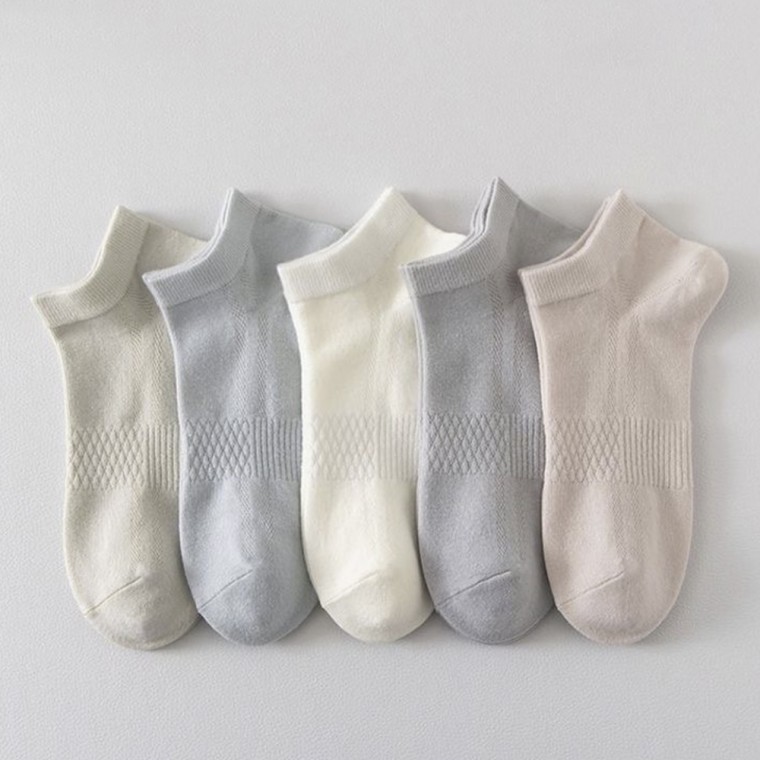대나무 여름 통풍 시원한 단목 무지 발목 면 쿨 양말 5종 땀흡수 데일리 삭스 여자 여성 스니커즈 학생 - 메인 이미지