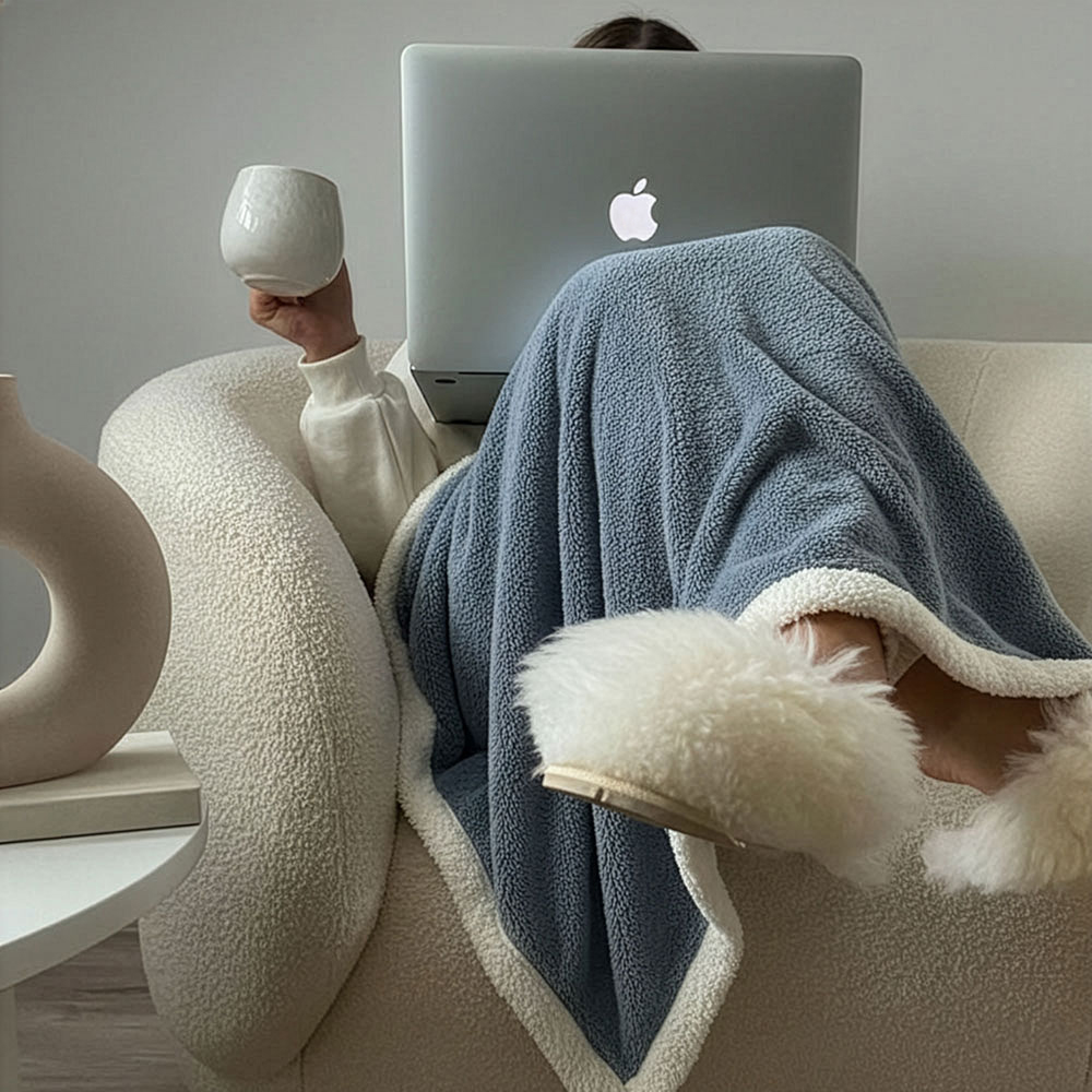 몽글 양털 담요 두꺼운 거실 쇼파 블랭킷 크림, 100x150cm