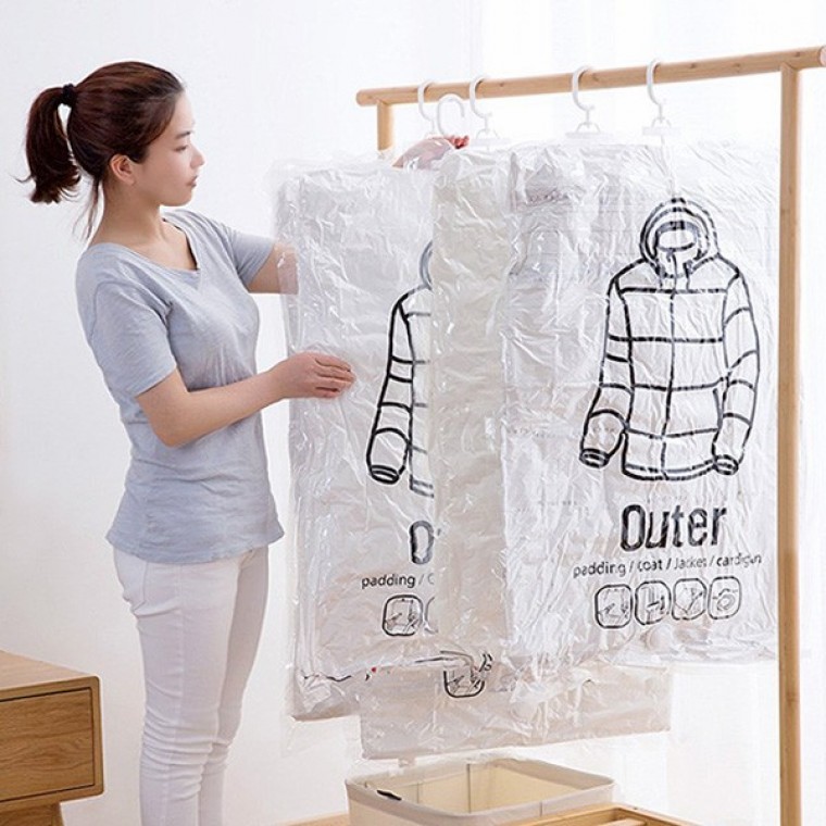위생 방습 옷걸이형 진공 압축팩 Outer ZIP 입체형 - 메인 이미지