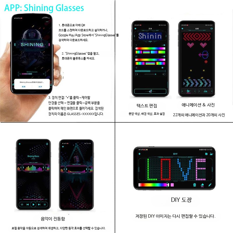 사이버펑크 LED 발광 안경 클럽 파티용 야광 소품 미래적 - 상세 이미지 4