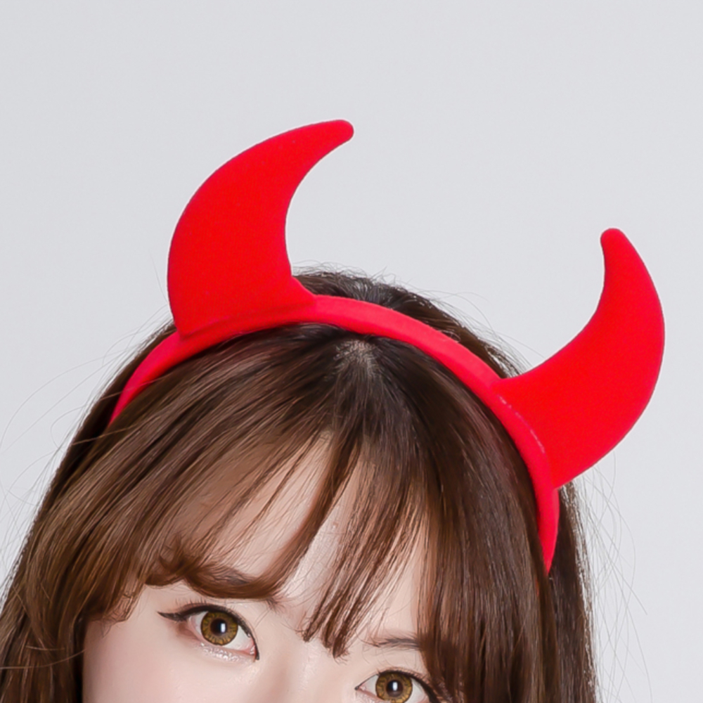 악마뿔 머리띠 할로윈 코스튬 코스프레 이벤트 인생네컷 생일 파티 소품 용품 붉은 헤어밴드 - 상품 이미지
