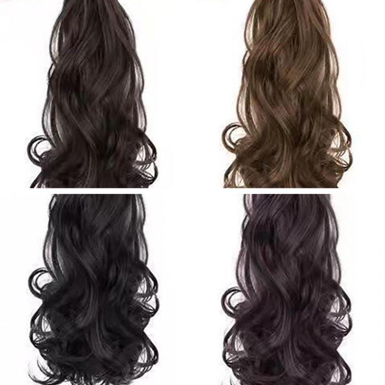 롱 헤어 붙임머리 똑딱이 웨이브 가발 3개 세트 60cm - 메인 이미지