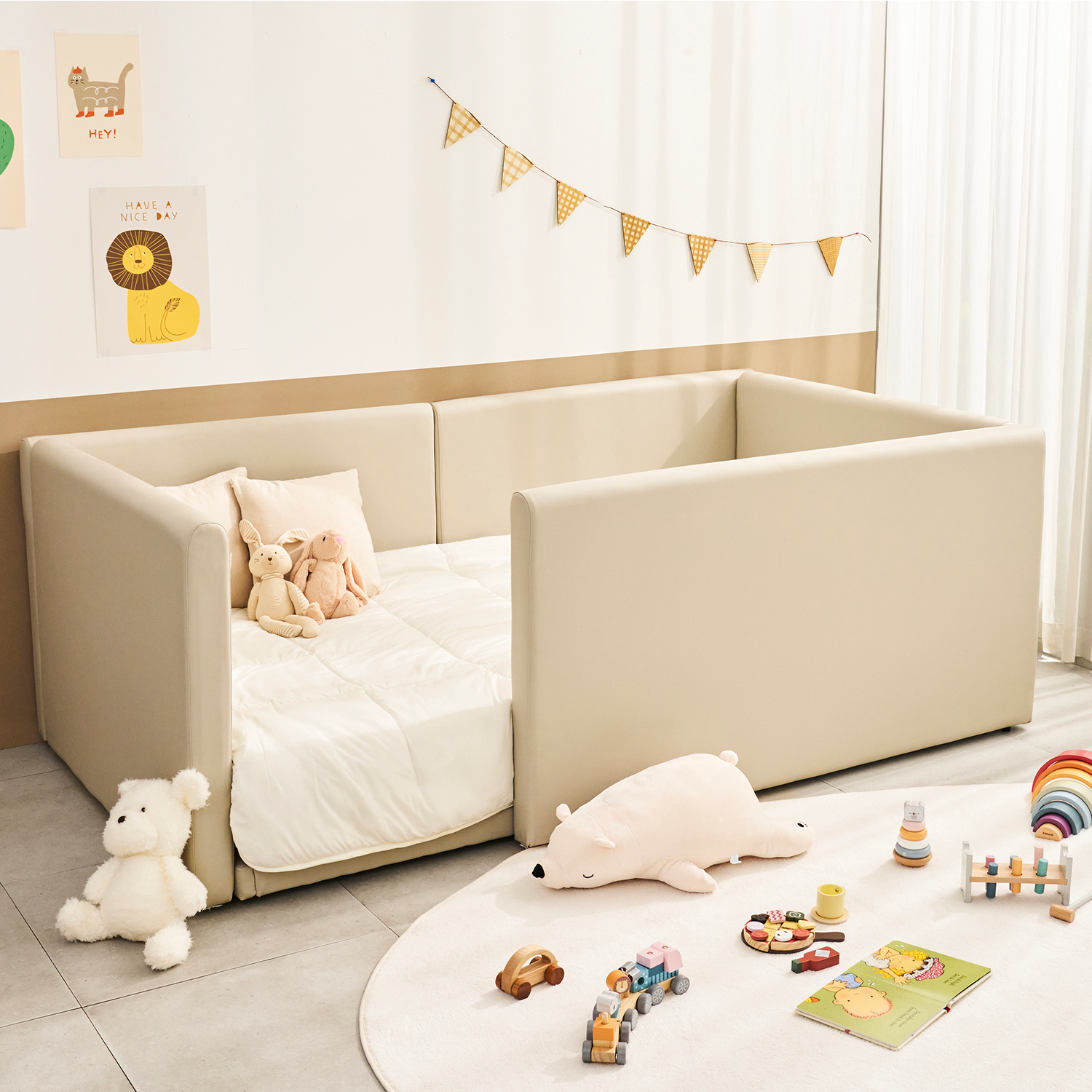 지누스 코코네 가드형 침대 프레임 (슈퍼싱글) - 4면/게이트 타입