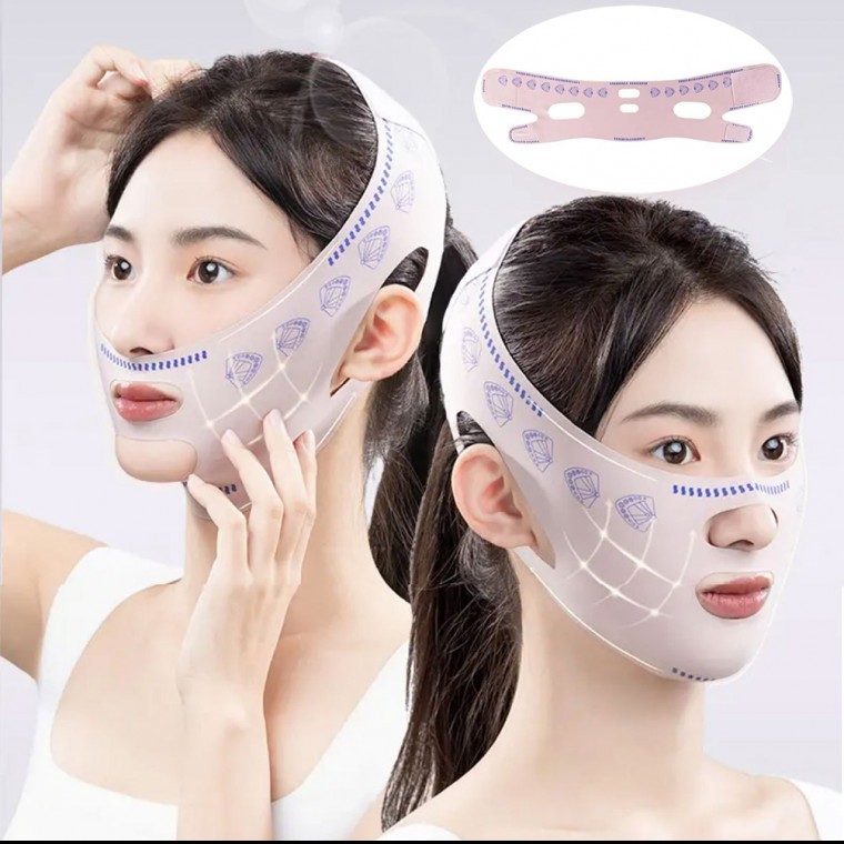 슬림핏 무봉제 3D입체 리프팅밴드 얼굴밴드 마사지 브이라인 땡기미 이중턱 사각턱 - 상품 이미지