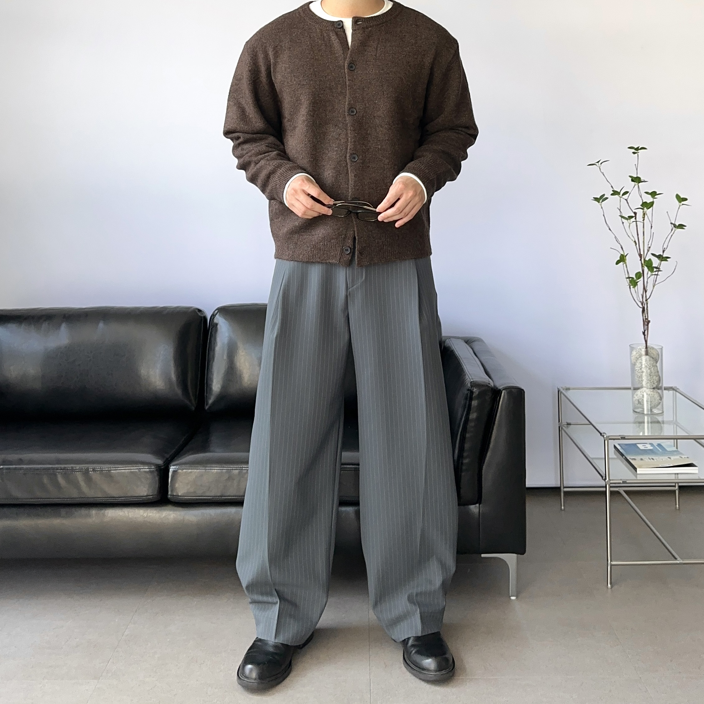 남자스트라이프팬츠 벌룬팬츠 세미와이드슬랙스 남자가을슬랙스 - 상세 이미지 5