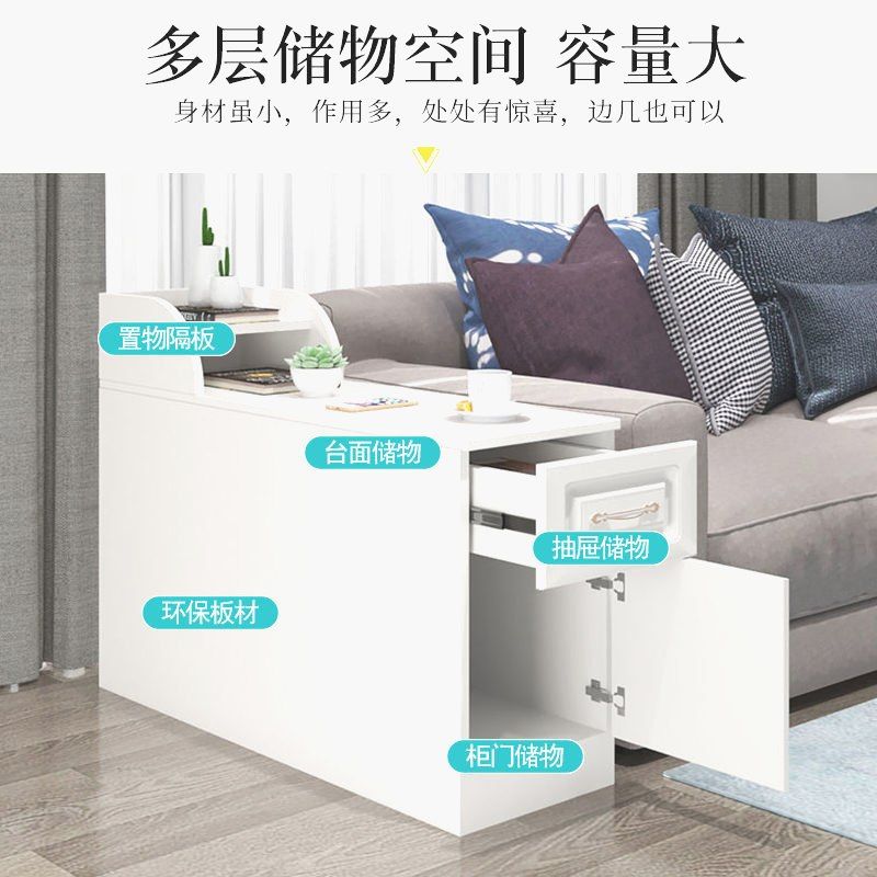 침대 선반 캐비닛 서랍 수납장 좁은 침실 틈새수납장 웜 화이트 더블 60x25x60 - 상세 이미지 5