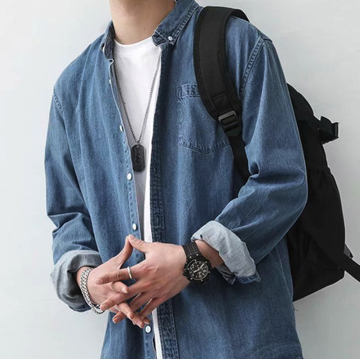 남성청남방 데님셔츠 오버핏청남방 - 상품 이미지
