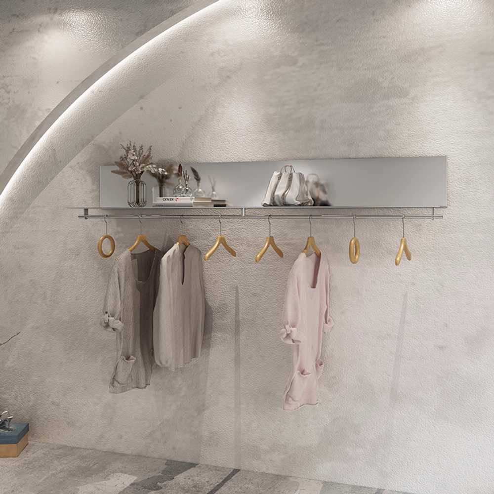 옷가게 스텐 벽행거 선반 의류매장 진열 인테리어용 옷걸이봉 포함 80x28x30cm - 상품 이미지