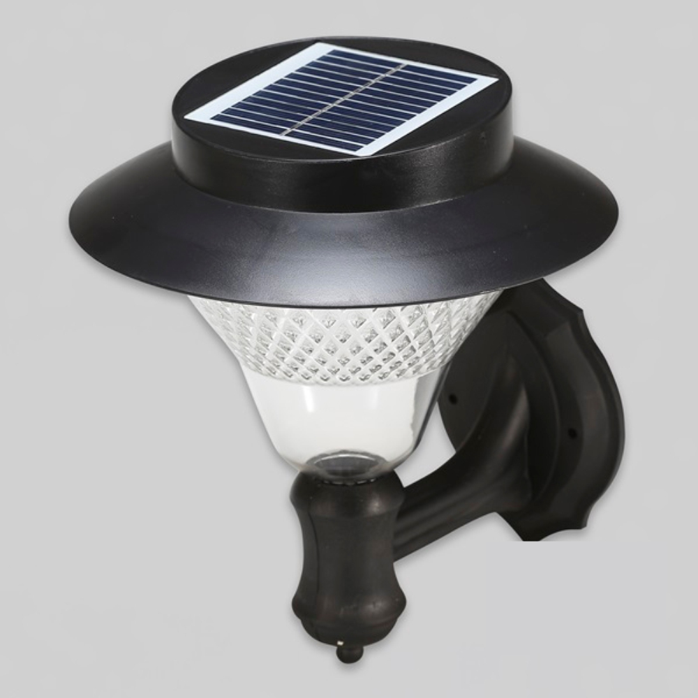 LED 태양광 벽등 정원등 32LED 16W 블랙 주광색 계단 테라스 팩형 잔디등 겸용 - 상품 이미지