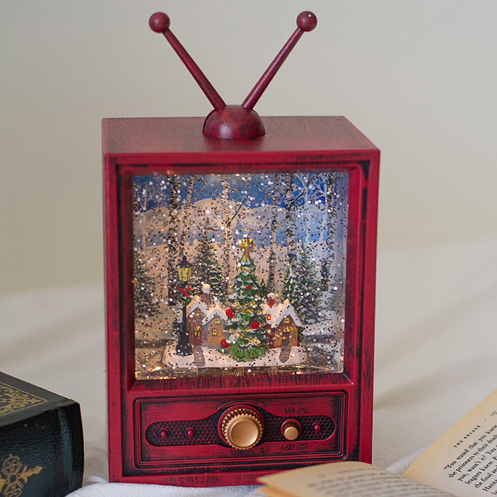 TV 레트로 워터볼 오르골 크리스마스 소품 무드등 스노우볼