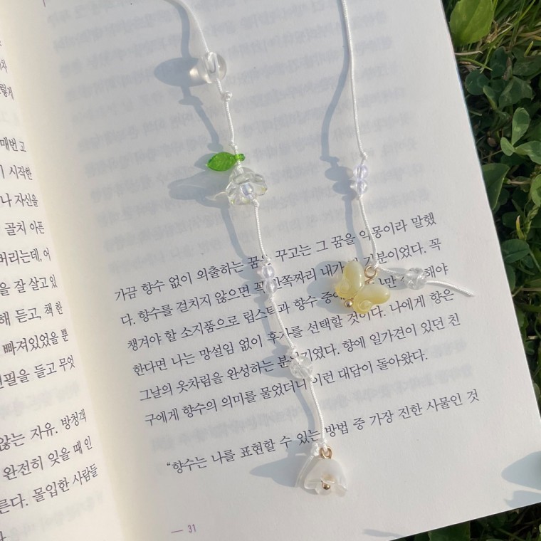 비즈 끈갈피 DIY 만들기 네잎클로버 은방울꽃 책갈피 키트 과일 북마크 독서템 북마커 - 메인 이미지