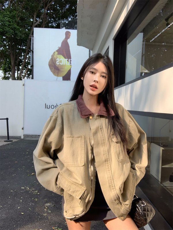여성 데님 청자켓 봄 가을 캐주얼 스타일 슬림핏 라펠 디자인 데일리 외출용 느슨한 착용감 편안한 기질 재킷 - 상세 이미지 2