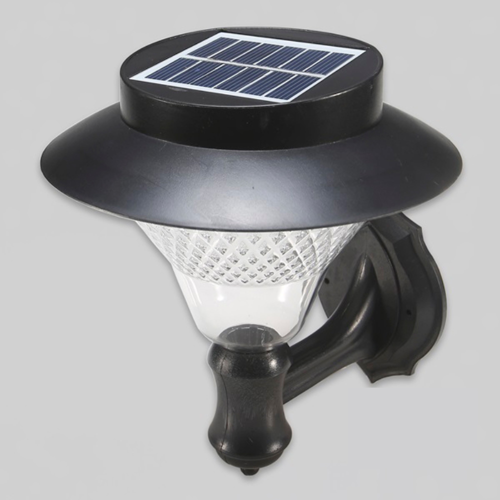 LED 태양광 벽등 정원등 24LED 12W 블랙 주광색 계단 테라스 팩형 잔디등 겸용 - 상품 이미지