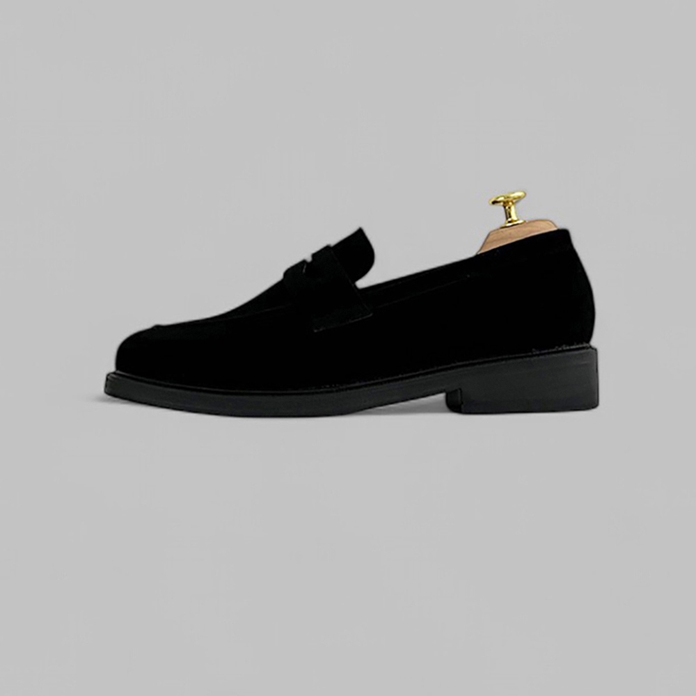 남자 키높이 5cm 스웨이드 세무 페니 로퍼 구두 - 상세 이미지 4