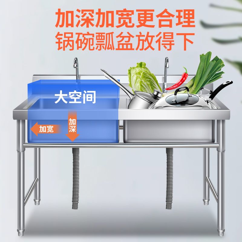 야외 스텐 2구 개수대 야외씽크대 간이싱크대 캠핑장 설거지 간이 (단일) 50x50x80cm 구멍X 경제 - 상세 이미지 4