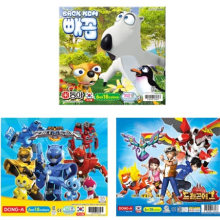 도하름 수채화물감 6cc 18색 남아용 파랑 캐릭터랜덤 6개 그림그리기 초등물감 미술용품