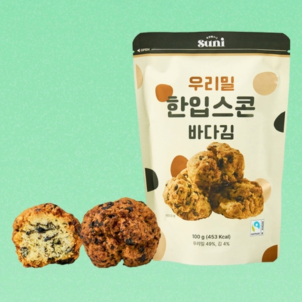 2025년 햇밀 100% 우리밀 한입스콘 바다김, 100g, 1개 - 상품 이미지