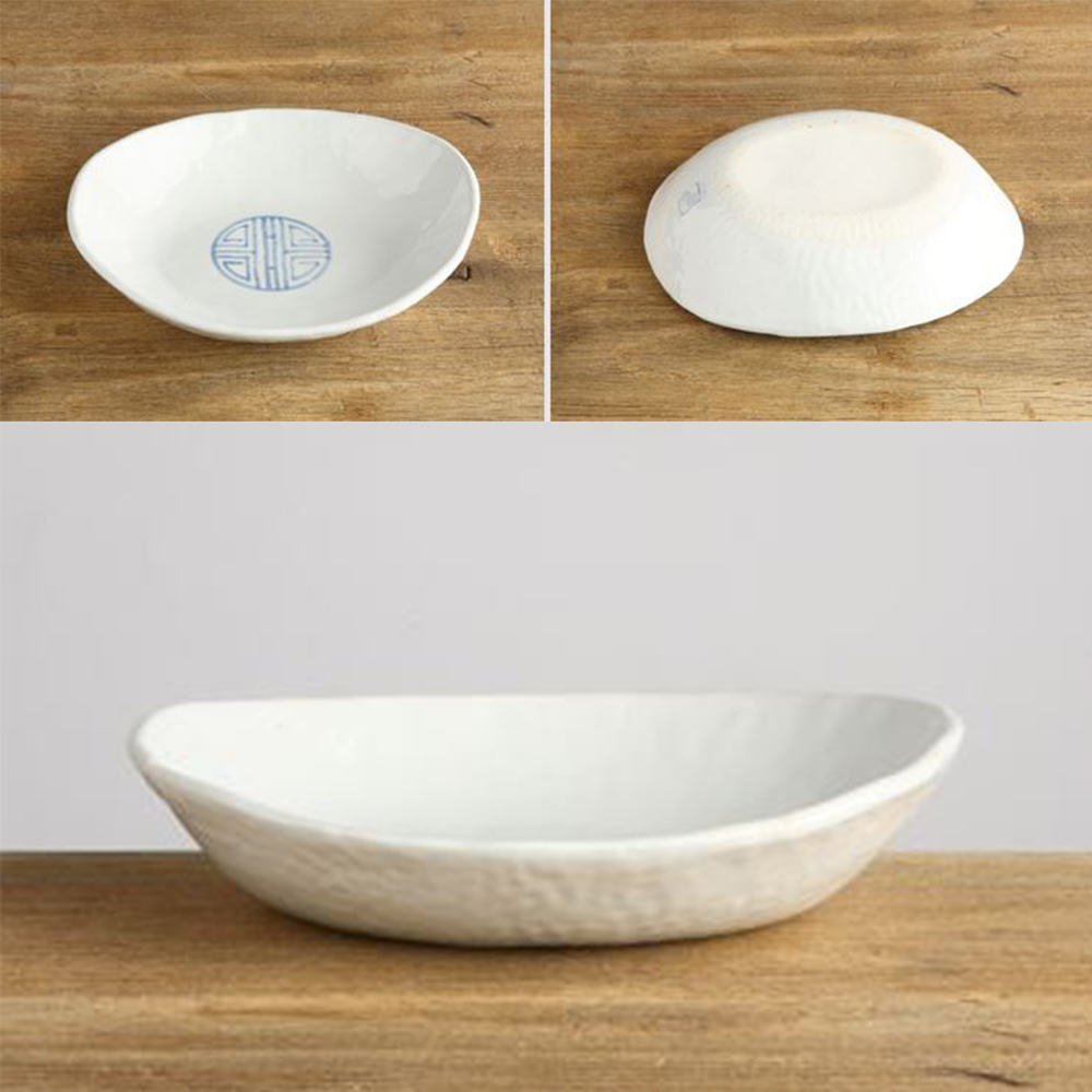 주물럭 타원볼 그릇 21cm 백자 위생 주방용품 - 상품 이미지