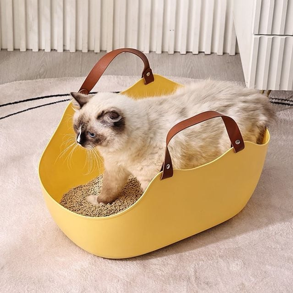 고양이 화장실 펫용품 키우기 반려동물 휴대용 손잡이 변기통 - 메인 이미지