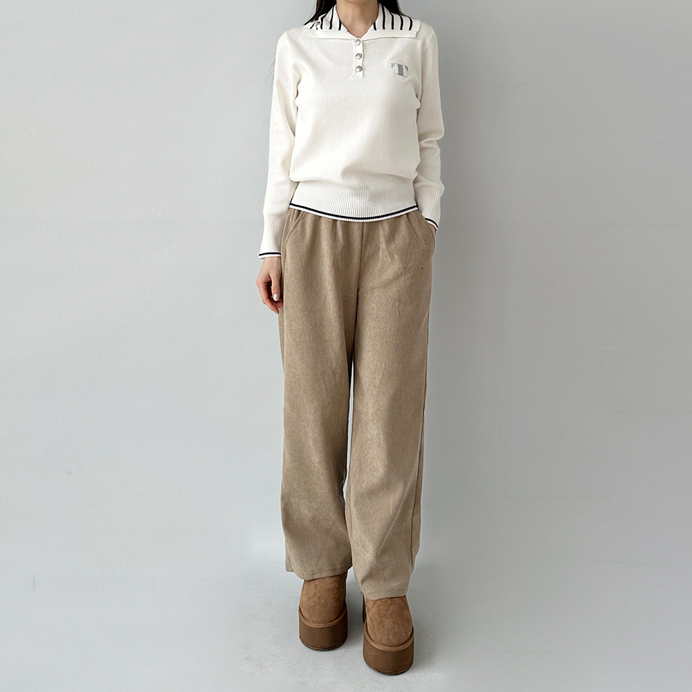 코듀로이팬츠 여성골덴바지 코듀로이와이드팬츠 벨벳 - 상세 이미지 3