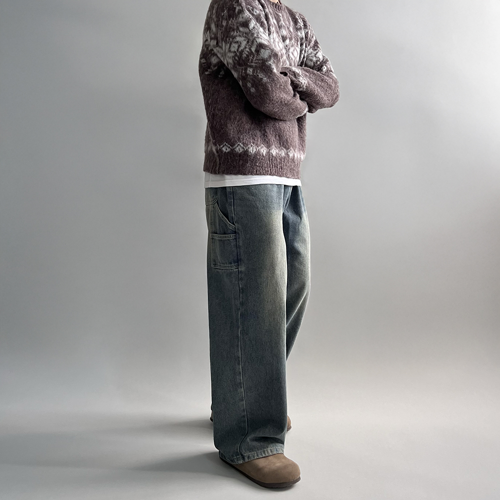 남자와이드청바지 카펜데님팬츠 남자통청바지 - 상세 이미지 3