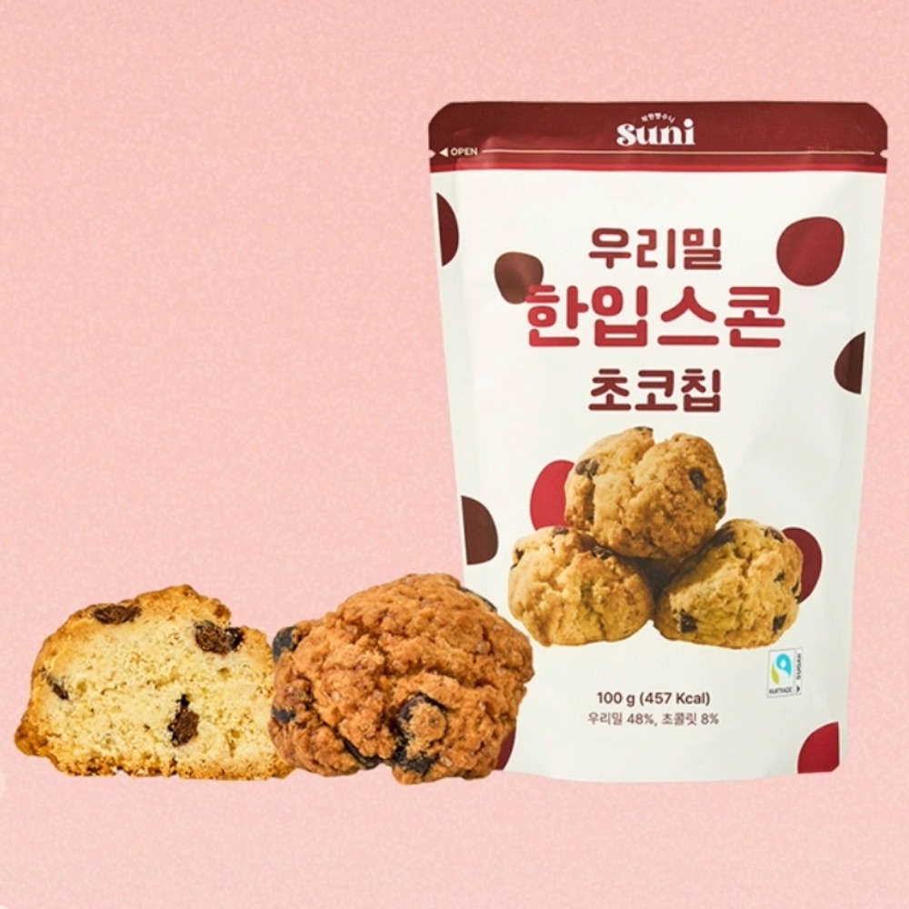 2025년 햇밀 100% 우리밀 한입스콘 초코칩, 100g, 1개 - 상품 이미지