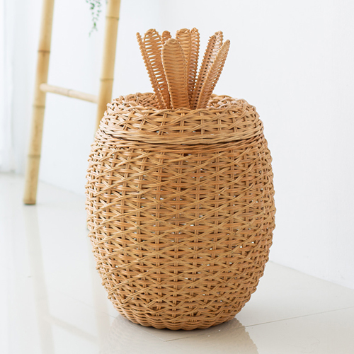 파인애플 라탄수납함 인테리어 세탁바구니 장난감 정리 대형 다용도 바스켓