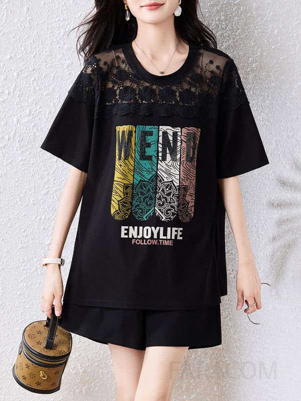 레이스 스플라이싱 루즈핏 긴팔블라우스 여름 시스루 스타일 편안한 착용감 여성 데일리 캐주얼룩 휴가룩 활용도 높은 쉬폰 - 상품 이미지