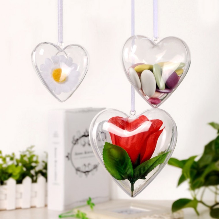 하트 투명공 플라스틱 투명캡슐 아크릴볼 8cm 1P - 상품 이미지