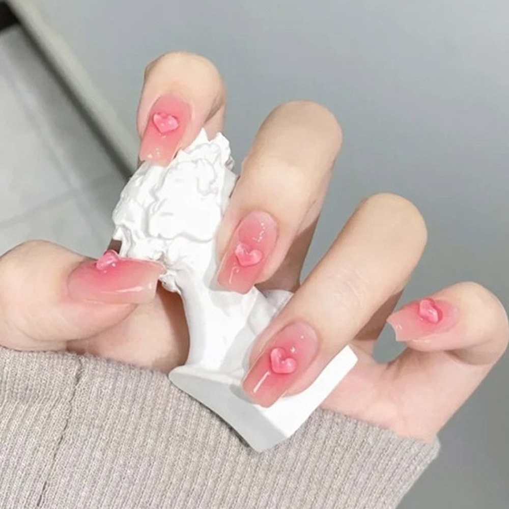 박대표마켓 투명 하트 네일파츠 스톤 60p 입체 하트 스톤 - 상품 이미지