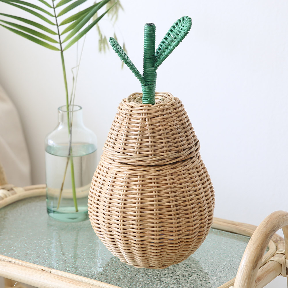 라탄 서양배 수납 장난감바구니 바스켓 정리 라탄트레이 원형 옷 과일 소