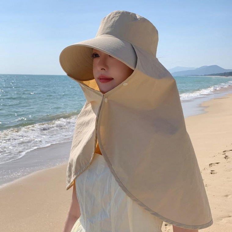챙넓은 UV 자외선차단 바캉스모자 플랩캡 쿨링소재 대형 햇빛가리개 - 상품 이미지