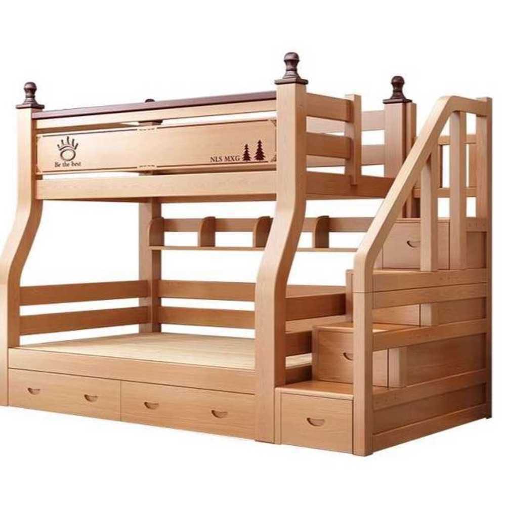 공간활용 2층 침대 계단 수납형 원룸 다목적 맞춤 C형 고무나무 수납 (100/120) - 상품 이미지