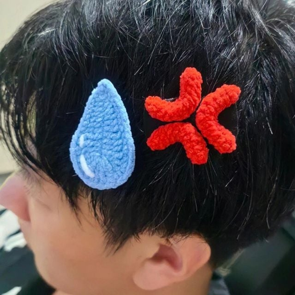 빠직 빡침 머리핀 예쁜 헤어핀 땀방울 삐질 집게핀 머리핀 헤어 액세서리 미니 머리 집게삔 - 상품 이미지