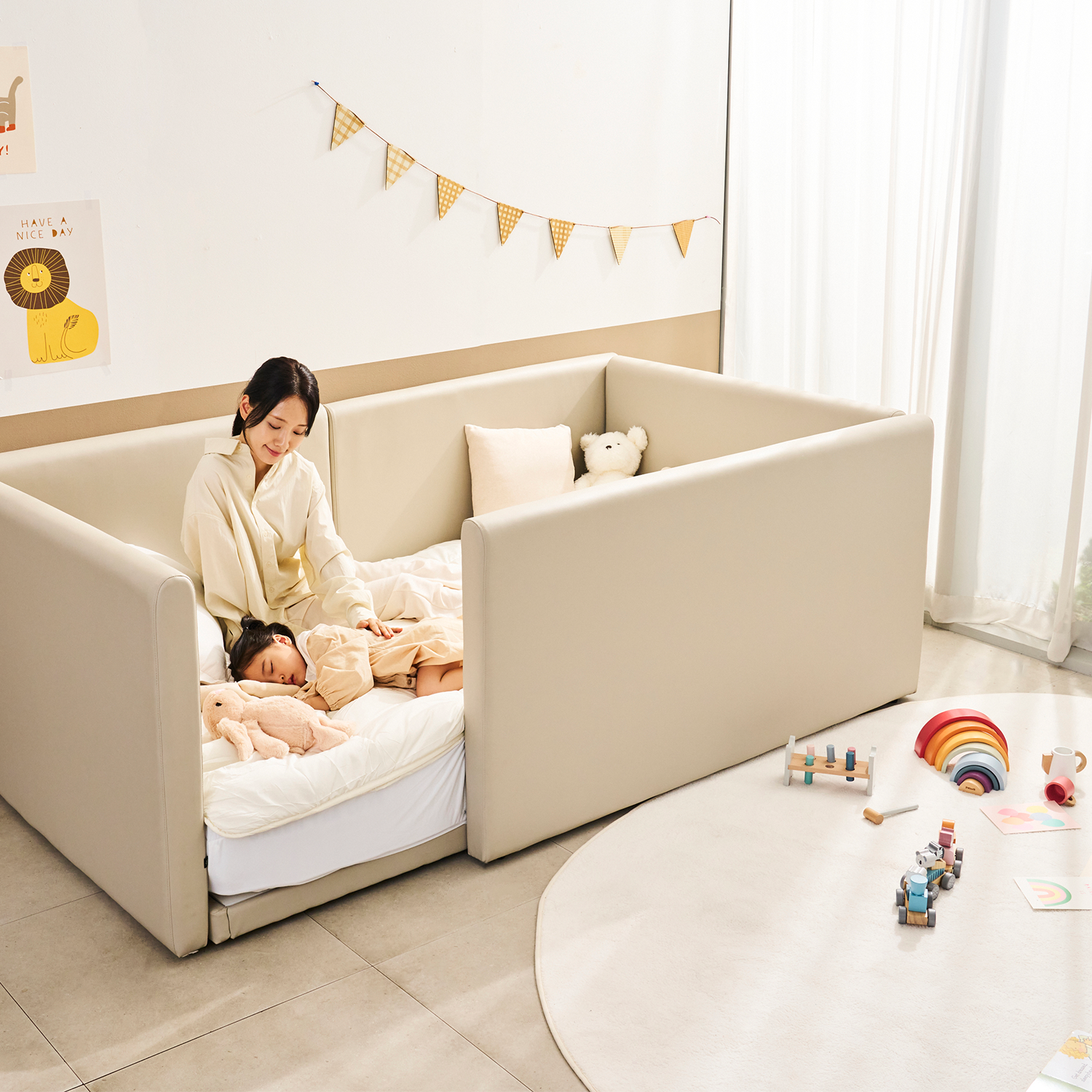 지누스 코코네 가드형 침대 프레임 (슈퍼싱글) - 4면/게이트 타입