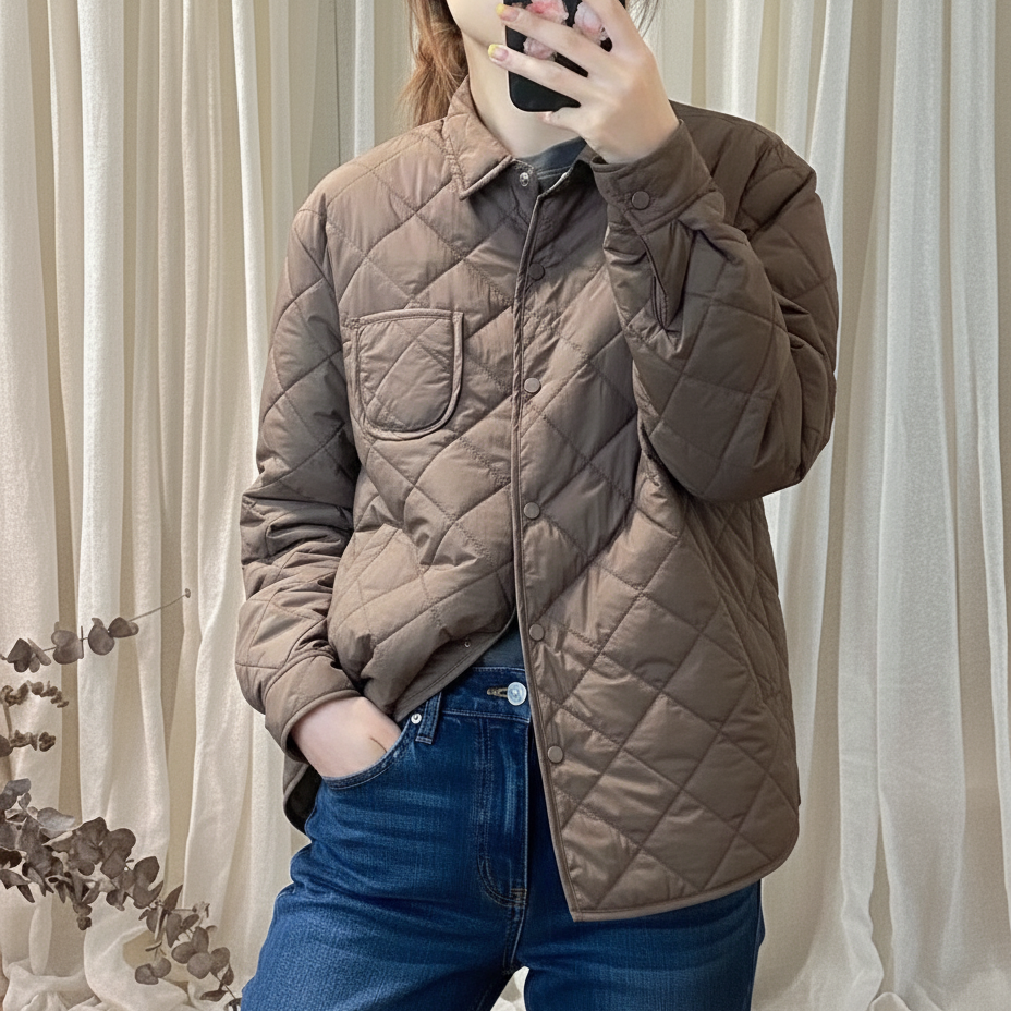 여성경량패딩 칼라넥 누빔 가벼운 겨울 퀼팅점퍼 미시옷 9306 - 상품 이미지