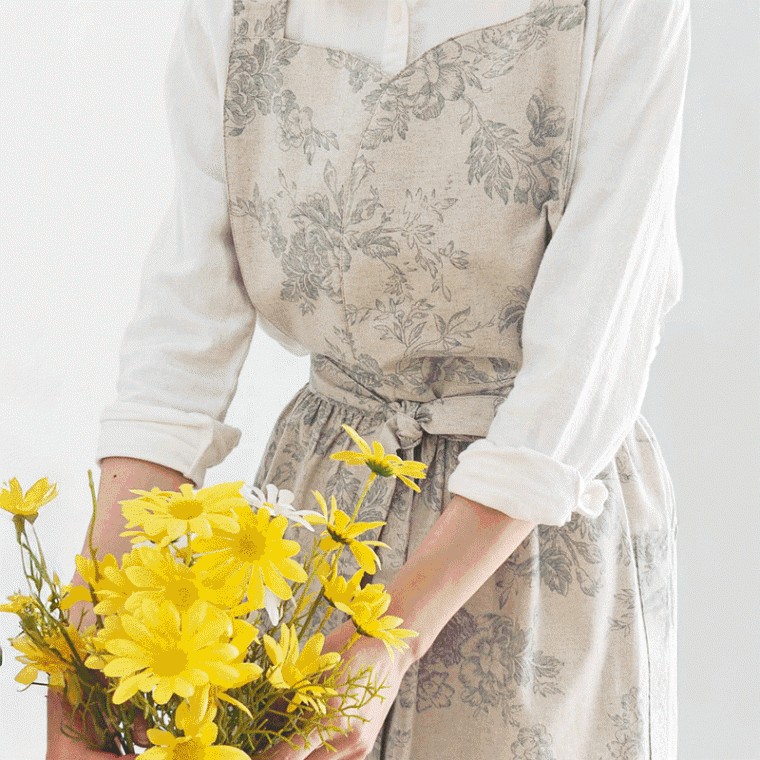 프렌체 원피스형 앞치마/린넨 앞치마/여름앞치마/어린이집앞치마/유치원앞치마