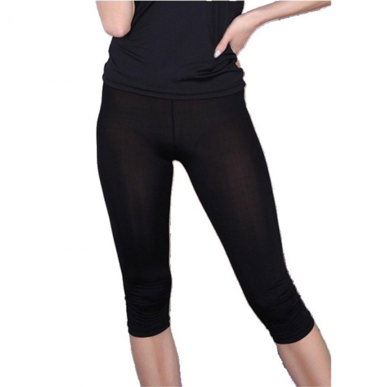 쿨인견 찰랑찰랑한 슬림한 8부 블랙 레깅스 간절기 - 상품 이미지