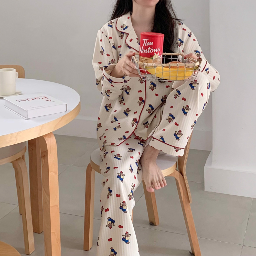 누빔잠옷 겨울파자마 크리스마스커플잠옷 빅사이즈 곰돌이 홈웨어 세트 상세 이미지 6