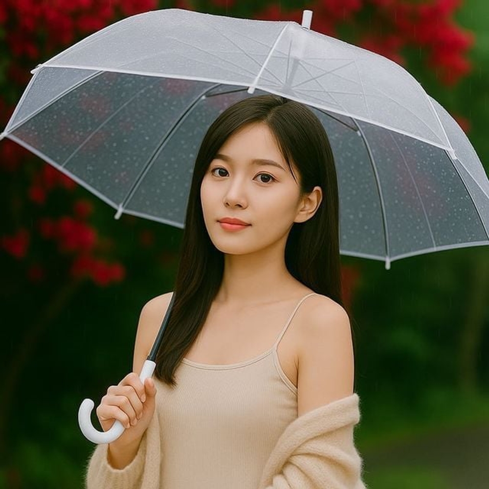 예쁜 투명 자동 튼튼한 비닐 가벼운 우산 - 상품 이미지