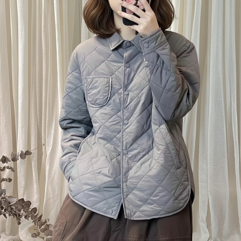 여성경량패딩 칼라넥 누빔 가벼운 겨울 퀼팅점퍼 미시옷 9306 - 상세 이미지 3