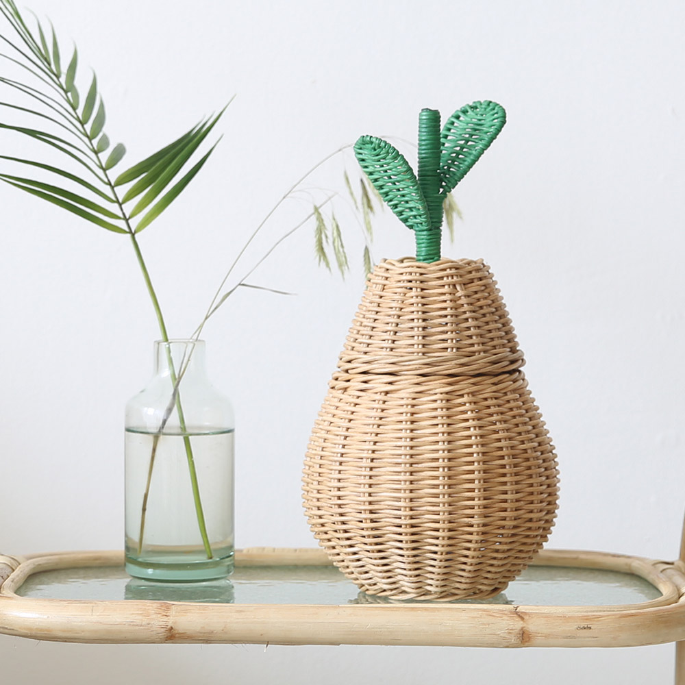 라탄 서양배 수납 장난감바구니 바스켓 정리 라탄트레이 원형 옷 과일 소