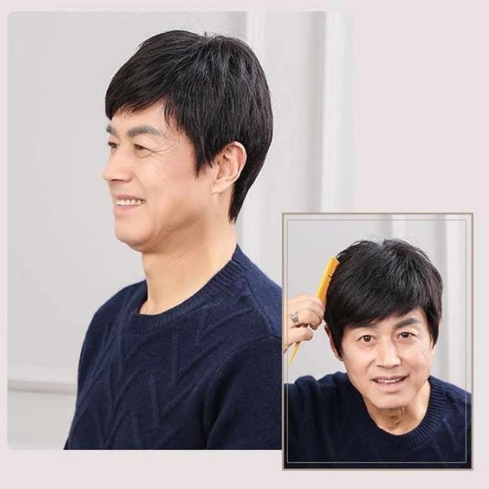 인모 중년 남자가발 통가발 전체가발 자연스러운 - 상세 이미지 2