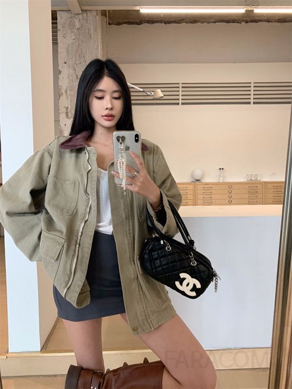 여성 데님 청자켓 봄 가을 캐주얼 스타일 슬림핏 라펠 디자인 데일리 외출용 느슨한 착용감 편안한 기질 재킷 - 상세 이미지 4