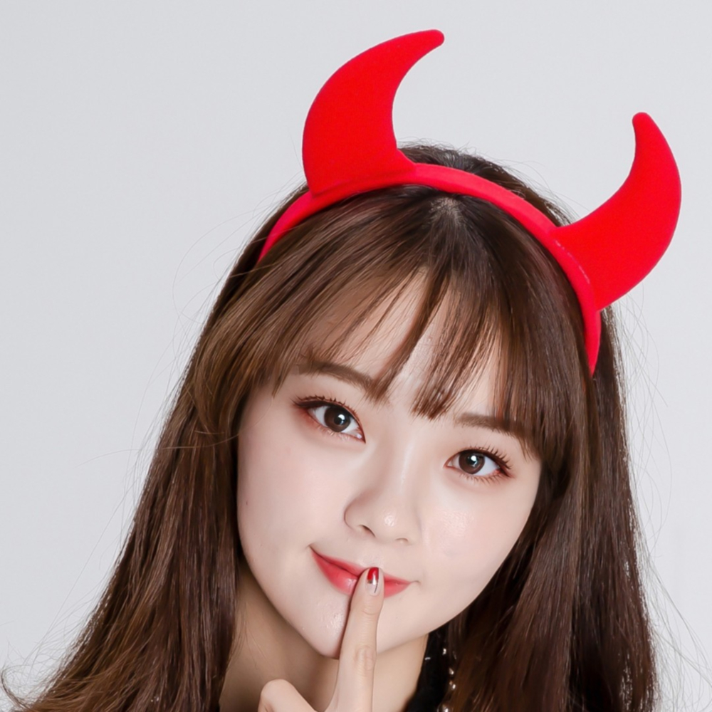 악마뿔 머리띠 할로윈 코스튬 코스프레 이벤트 인생네컷 생일 파티 소품 용품 붉은 헤어밴드 - 상세 이미지 3