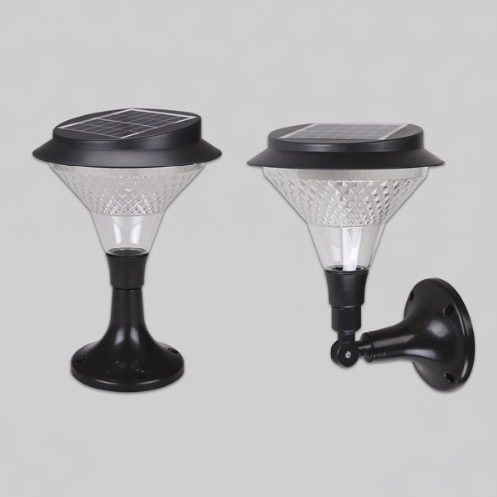 LED 태양광 벽등 정원등 60LED 30W 블랙 주광색 계단 테라스 팩형 잔디등 겸용 - 상품 이미지